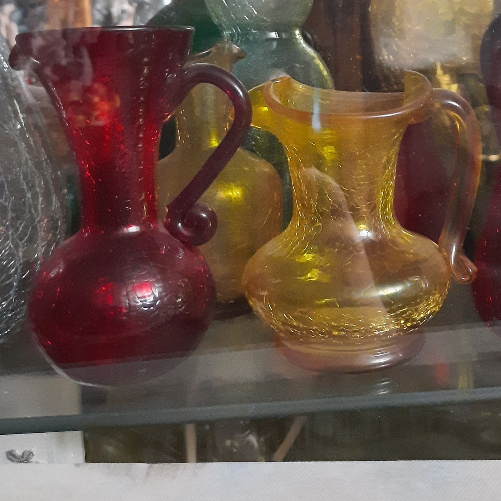 Crackled glass bottles